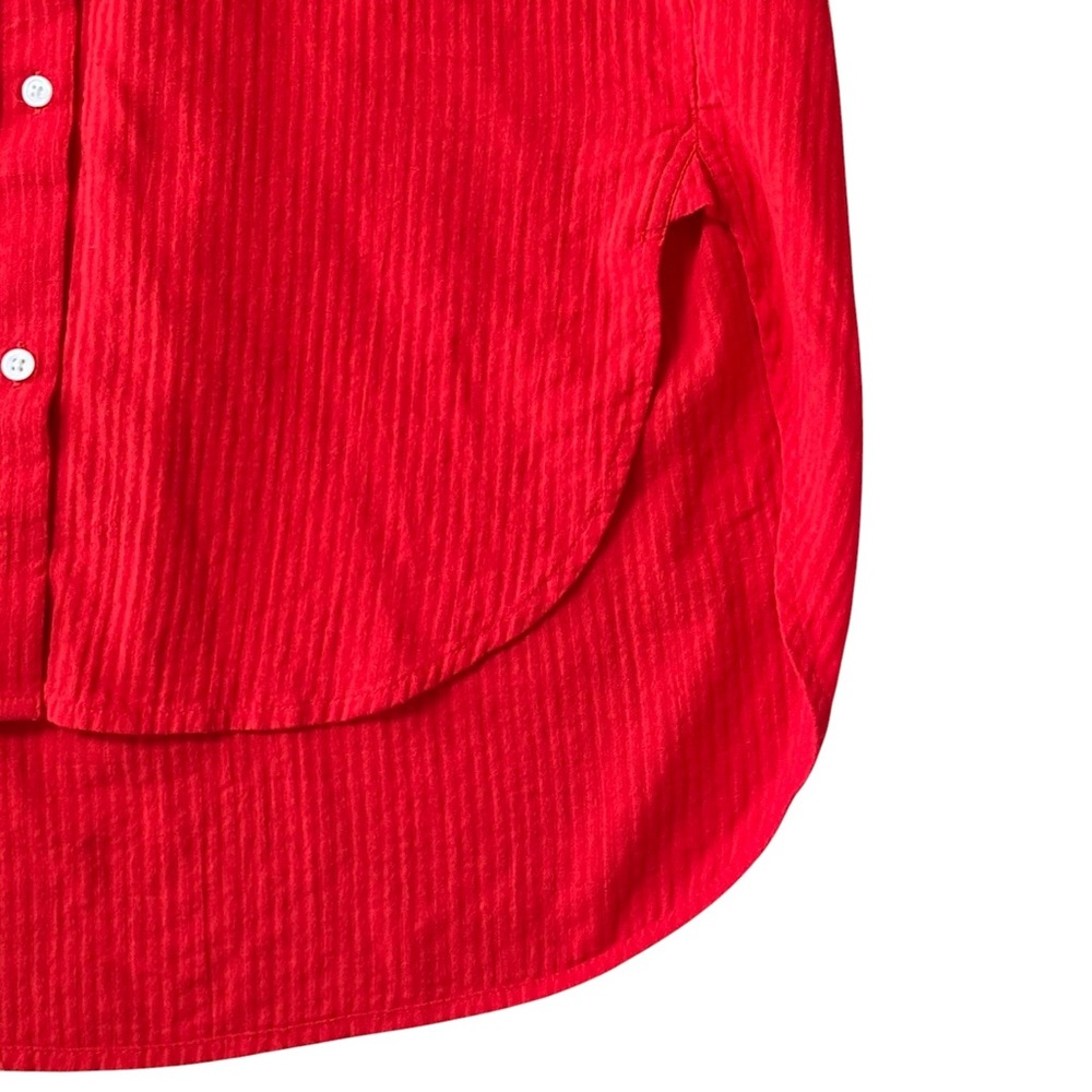 J. Crew 2025 Airy Gauze Button Up Shirt in Red Oversized Size XS - Picture 5 of 8